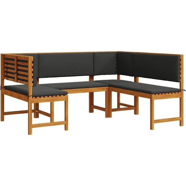 Syfax™ Set Panchina Da Giardino 3 Pcs Marrone Legno Di Acacia Massello-image