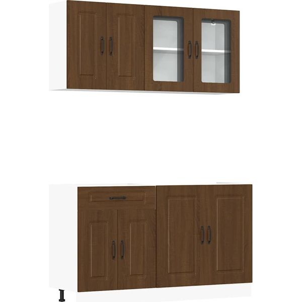 Syfax™ Set Mobili Da Cucina 4 Pz Kalmar Rovere Marrone In Truciolato-image