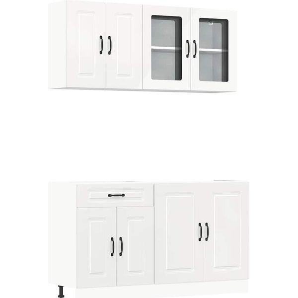 Syfax™ Set Mobili Da Cucina 4 Pz Kalmar Bianchi Lucido In Truciolato-image