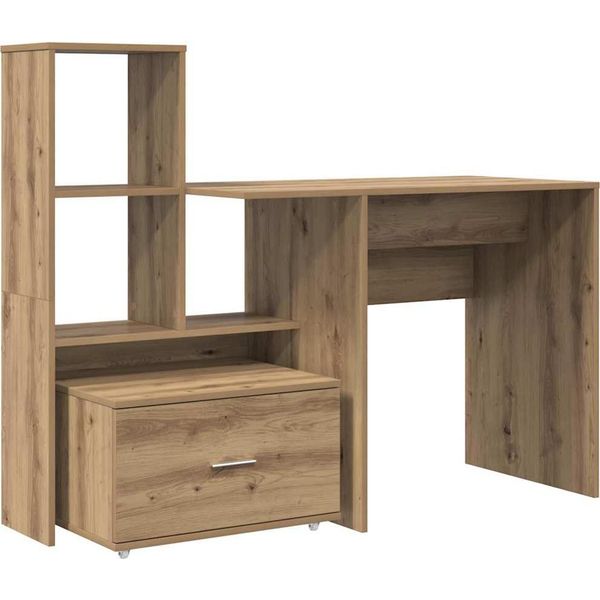 Syfax™ Scrivania Con Cassetto Rovere Artigianale 131,5 X 50 X 106,5 Cm-image