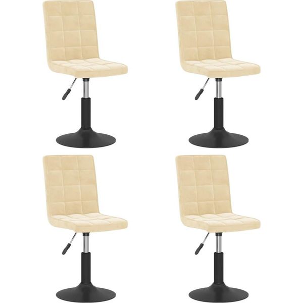 Syfax™ Sedie Da Pranzo Girevoli 4 Pz Crema In Velluto-image