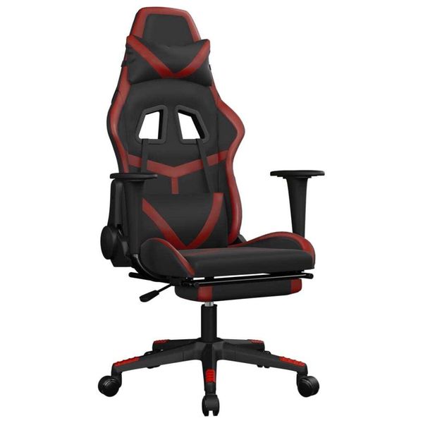 Syfax™ Sedia Da Gaming Con Poggiapiedi Nero E Rosso Vino In Pelle Finta-image