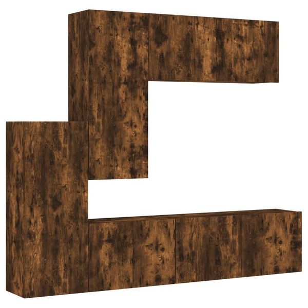 Syfax™ Mobili Tv A Muro 5Pz Rovere Fumo In Legno Multistrato-image