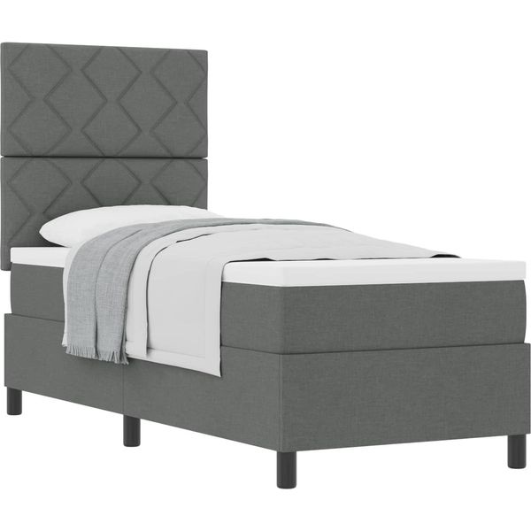Syfax™ Letto A Molle Con Materasso Grigio Scuro 80 X 200 Cm Tessuto-image