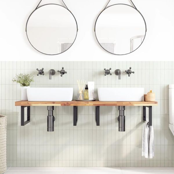 Syfax™ Piano Da Bagno Non Trattato 120X50X4Cm Legno Massello Di Acacia-image
