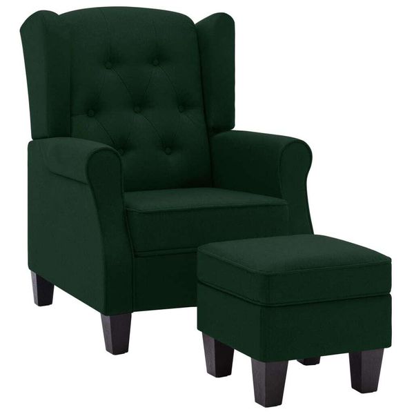 Syfax™ Poltrona Con Poggiapiedi Verde Scuro In Tessuto-image