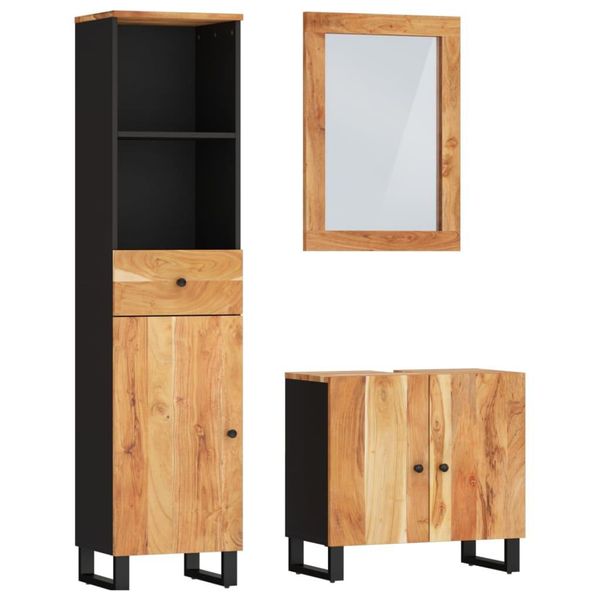 Syfax™ Set Mobili Da Bagno 3Pz In Legno Massello Di Acacia-image