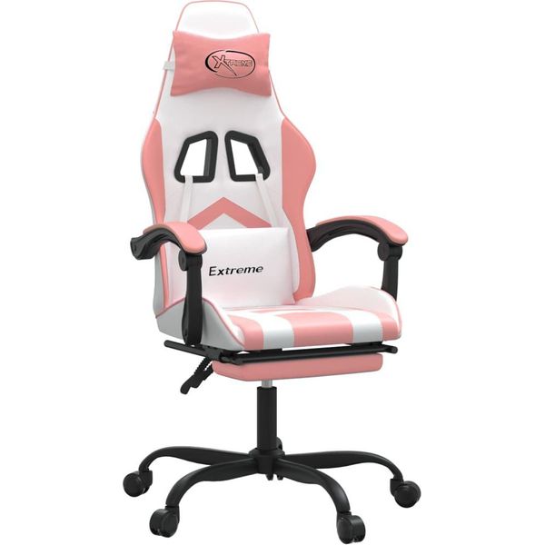 Syfax™ Sedia Da Gaming Con Poggiapiedi Bianco E Rosa In Pelle Finta-image