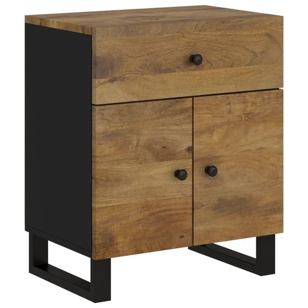 Syfax™ Comodino 50X33X60Cm Legno Massello Di Mango E Legno Multistrato-image