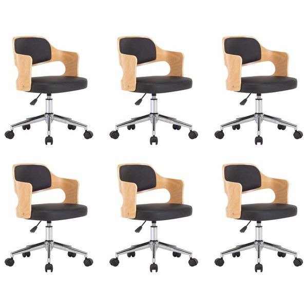 Syfax™ Sedie Da Pranzo Girevoli 6 Pz Nere In Legno Curvo E Pelle Finta-image