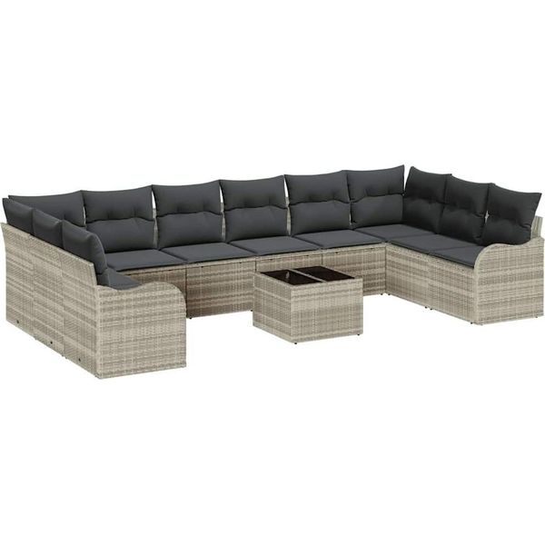 Syfax™ Set Divano Da Giardino Grigio Chiaro Polyrattan-image