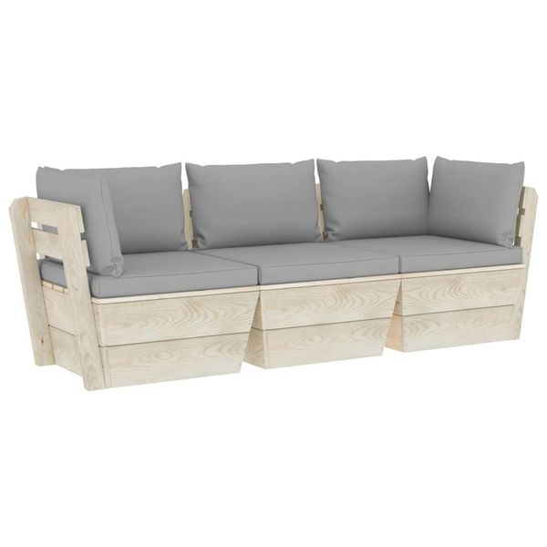 Syfax™ Divano Da Giardino A 3 Posti Su Pallet Con Cuscini Legno Abete-image