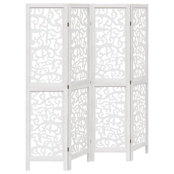 Syfax™ Divisorio Ambienti 4Pannelli Bianco Legno Massello Di Paulownia-image