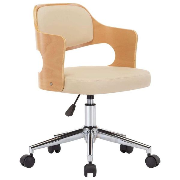 Syfax™ Sedia Da Pranzo Girevole Crema In Legno Ricurvo E Pelle Finta-image
