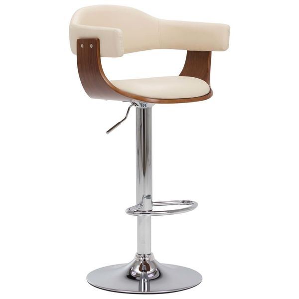 Syfax™ Sgabelli Da Bar 2 Pz Crema In Legno Piegato E Pelle Finta-image