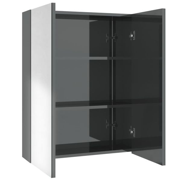 Syfax™ Armadietto A Specchio Per Bagno 60X15X75 Cm Mdf Grigio Lucido-image