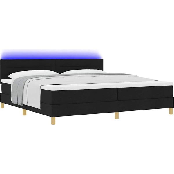Syfax™ Letto A Sorgente Led Con Materasso Nero 200 X 200 Cm Tessuto-image