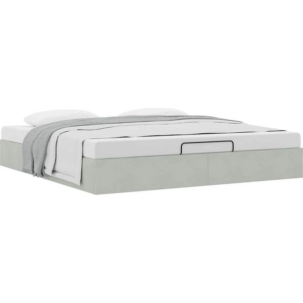 Syfax™ Struttura Letto Pouf Senza Materasso 200X200 Cm In Velluto-image