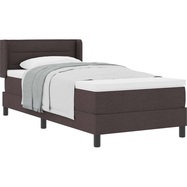 Syfax™ Letto A Molle Con Testiera Marrone Scuro 190 X 90 Cm Poliestere-image