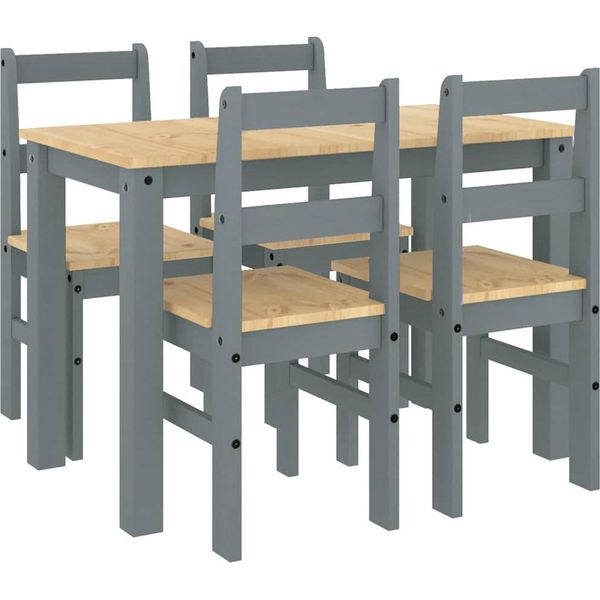 Syfax™ Set Da Pranzo 5 Pz Panama Grigio In Legno Massello Di Pino-image