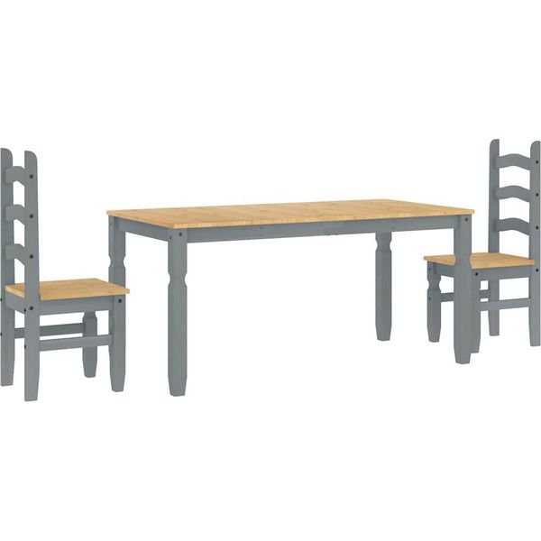 Syfax™ Set Da Pranzo 3 Pz Panama Grigio In Legno Massello Di Pino-image