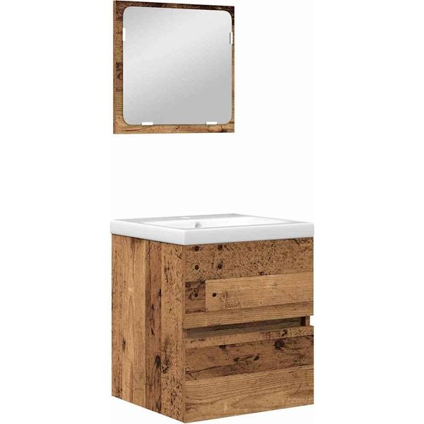 Syfax™ Set Di Mobili Per Il Bagno 2 Pcs Legno Antico E Bianco-image