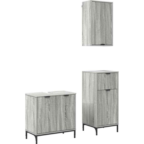 Syfax™ Set Di Mobili Per Il Bagno Con Cassetto 3 Pcs Grigio Sonoma-image