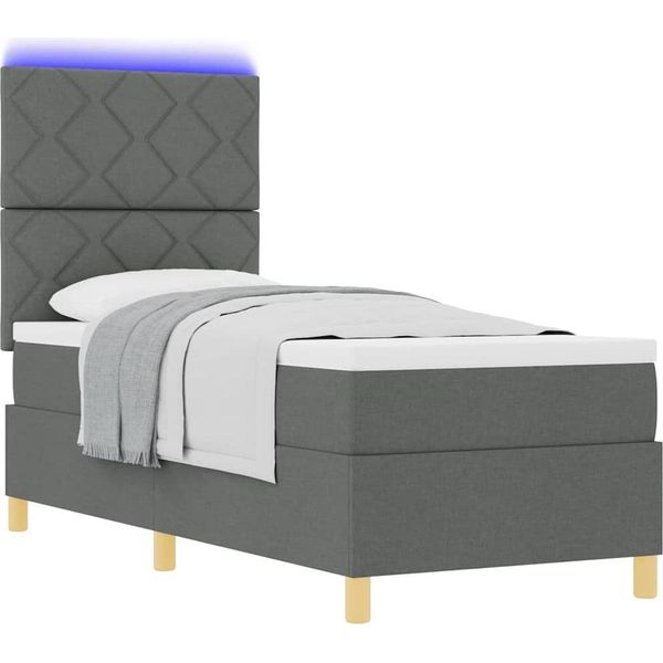 Syfax™ Letto A Sorgente Led Grigio Scuro 80 X 200 Cm Tessuto-image