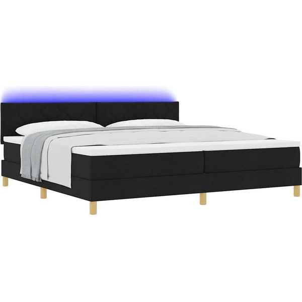Syfax™ Letto A Sorgente Led Con Materasso Nero 200 X 200 Cm Tessuto-image