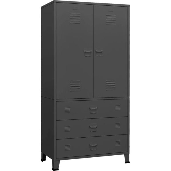 Syfax™ Armadio Antracite Industriale 90X50X180 Cm In Metallo-image