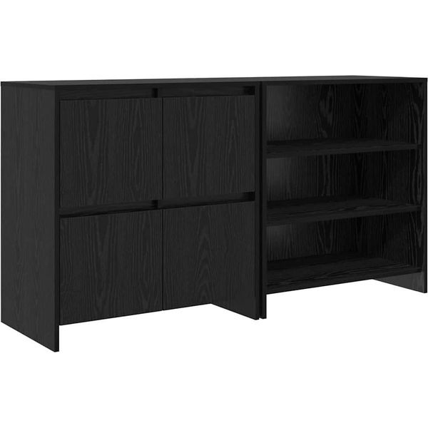 Syfax™ Credenza 2 Pcs Rovere Nero 70 X 41 X 75 Cm Legno Multistrato-image