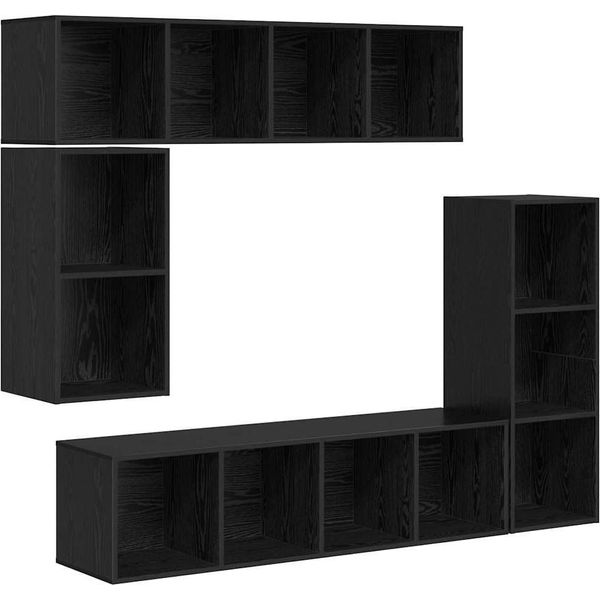 Syfax™ Set Mobile Tv 4 Pcs Rovere Nero Legno Multistrato-image