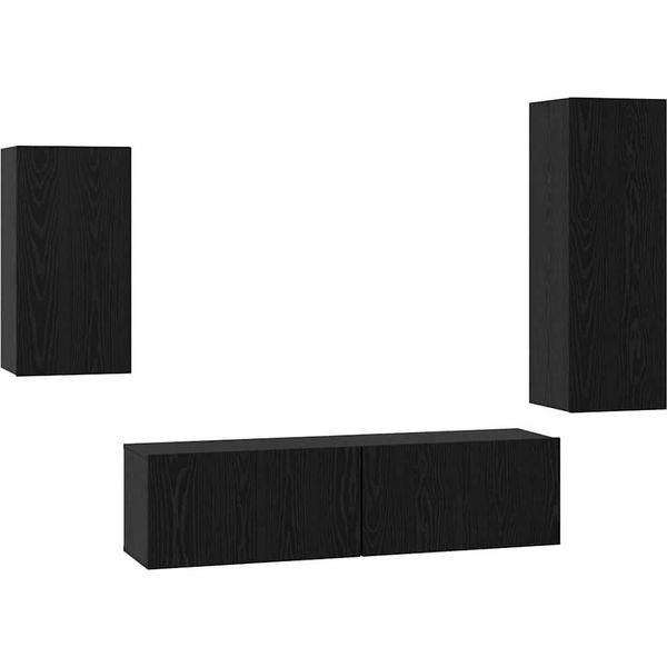 Syfax™ Set Mobile Tv 4 Pcs Rovere Nero Legno Multistrato-image