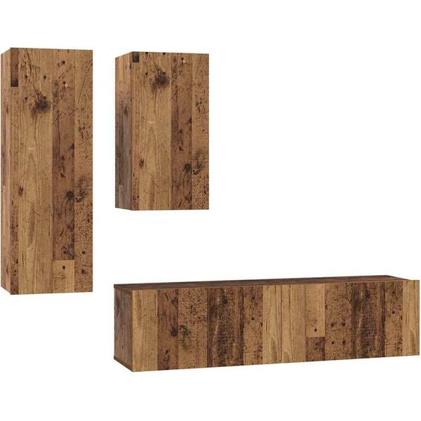 Syfax™ Set Mobile Tv 4 Pcs Legno Vecchio Legno Multistrato-image