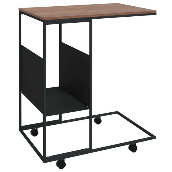 Syfax™ Tavolino Con Ruote Nero 55X36X63,5 Cm In Legno Multistrato-image