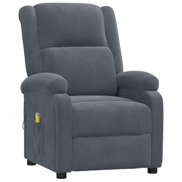 Syfax™ Poltrona Massaggiante Grigio Scuro In Velluto-image