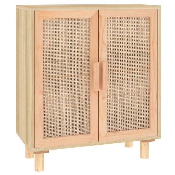 Syfax™ Credenza Marrone 60X30X70Cm Legno Massello Pino Rattan Naturale-image