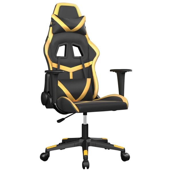 Syfax™ Sedia Da Gaming Massaggiante Nero E Oro In Pelle Finta-image