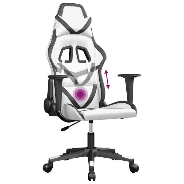 Syfax™ Sedia Da Gaming Massaggiante Bianco E Nero In Pelle Finta-image