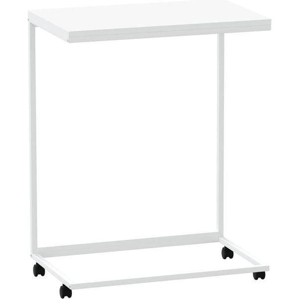 Syfax™ Tavolino Con Ruote Bianco 55X35X70 Cm In Legno Multistrato-image