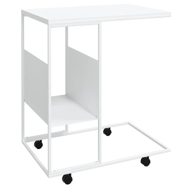 Syfax™ Tavolino Con Ruote Bianco 55X36X63,5Cm In Legno Multistrato-image