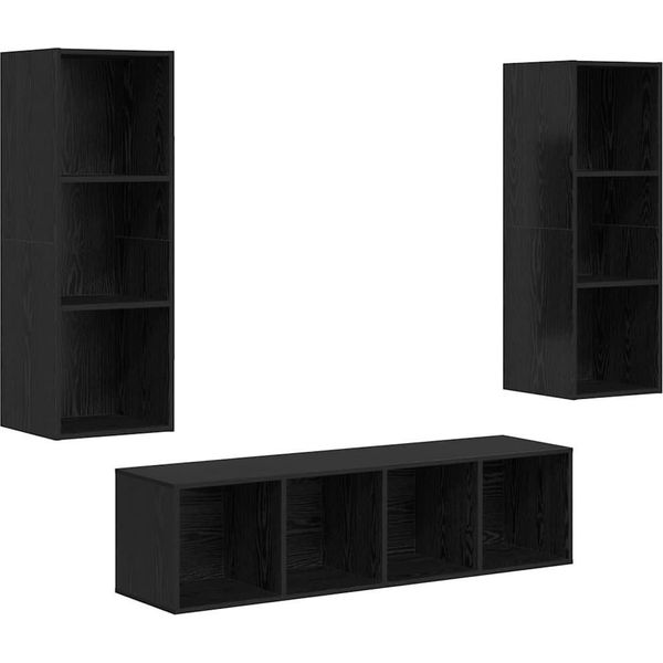 Syfax™ Set Mobile Tv 3 Pcs Rovere Nero Legno Multistrato-image