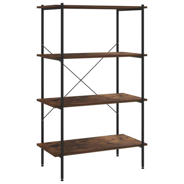 Syfax™ Scaffale Con 4 Mensole Nero E Naturale 80X40X130 Cm-image