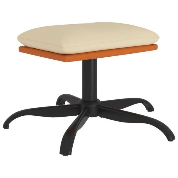 Syfax™ Poggiapiedi Crema 60X60X36 Cm In Tessuto E Pelle Finta-image