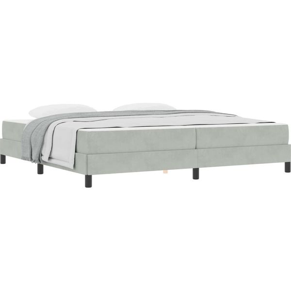 Syfax™ Letto A Molle Con Materasso Grigio Chiaro 200 X 200 Cm Tessuto-image