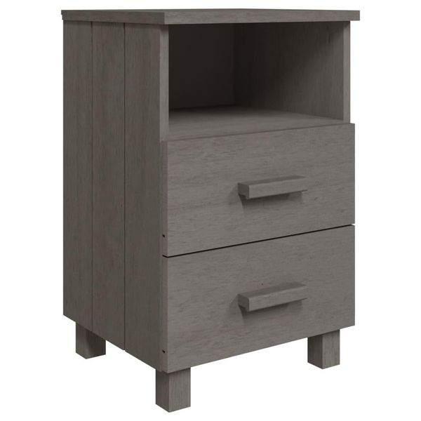 Syfax™ Comodino Hamar Grigio Chiaro 40X35X62 Cm Legno Massello Di Pino-image