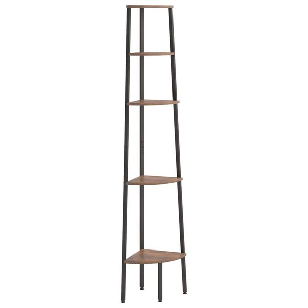 Syfax™ Scaffale Angolare 5 Livelli Marrone Scuro Nero 45,5X31,5X180 Cm-image