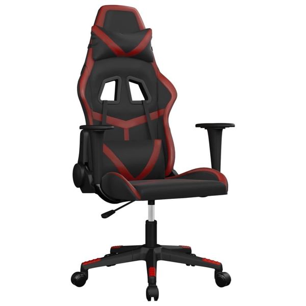 Syfax™ Sedia Gaming Massaggio Nero E Rosso Vino In Pelle Finta-image