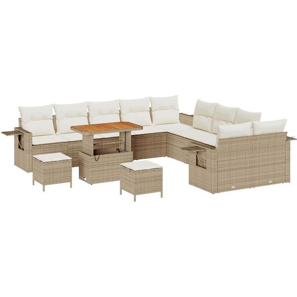 Syfax™ Set Divano Da Giardino 13 Pcs Beige Polyrattan-image
