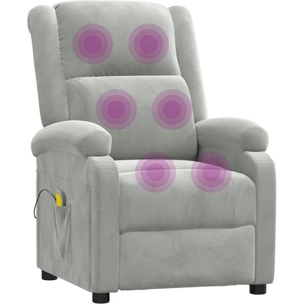Syfax™ Poltrona Massaggiante Grigio Chiaro In Velluto-image